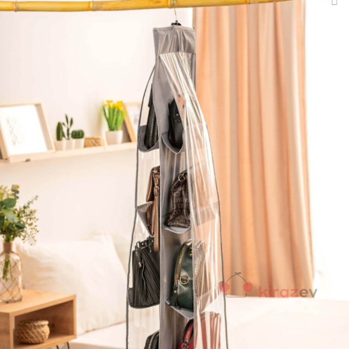 10 Cepli Asılabilir Çanta Askısı – Şeffaf Koruma Organizer