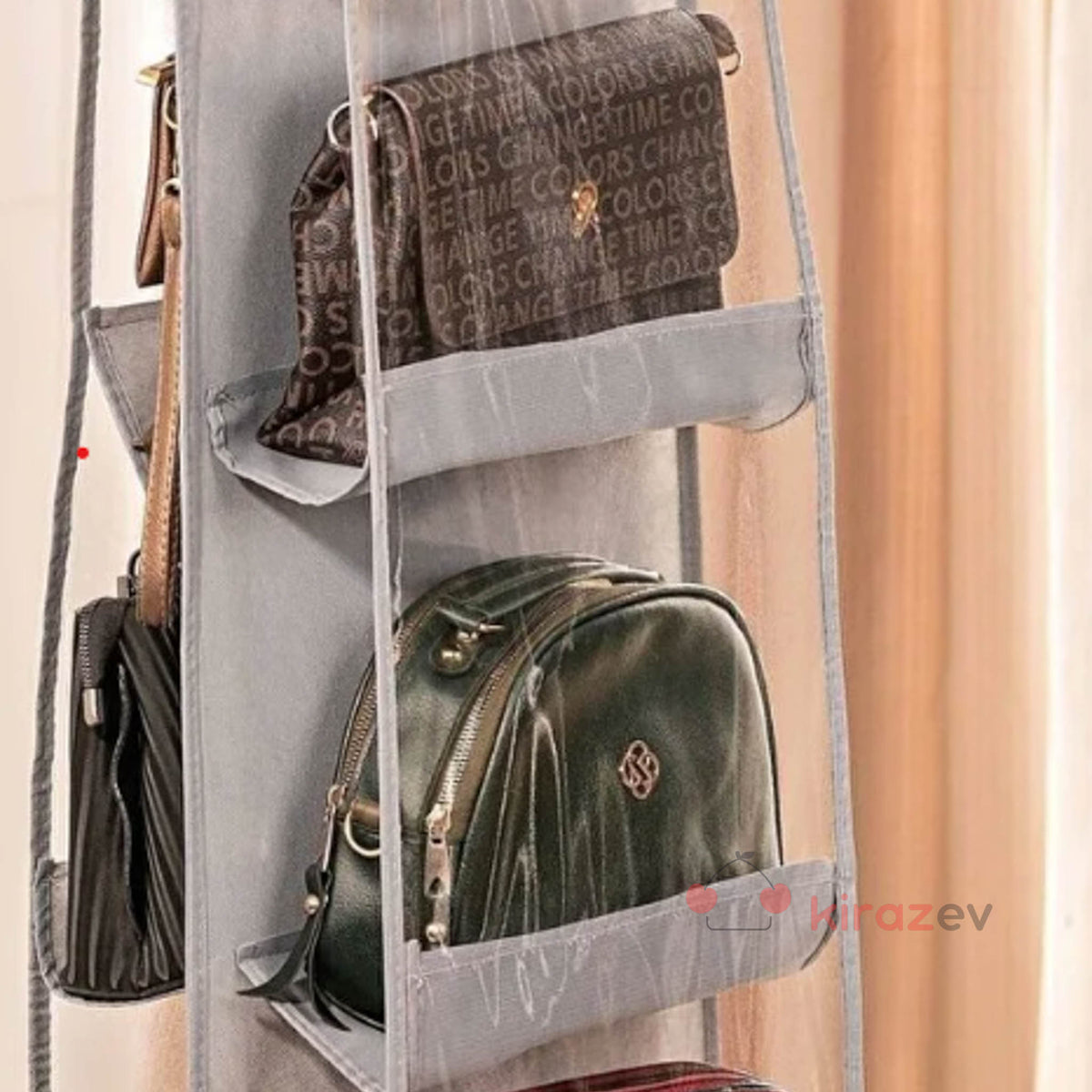 10 Cepli Asılabilir Çanta Askısı – Şeffaf Koruma Organizer