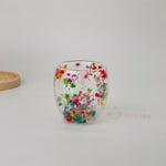 Çiçekli Çift Cidarlı Cam Bardak 250ml