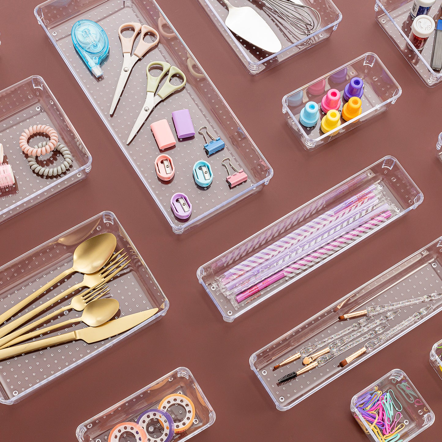 30×7,5×5,5 cm Şeffaf Punto Çekmece Organizeri