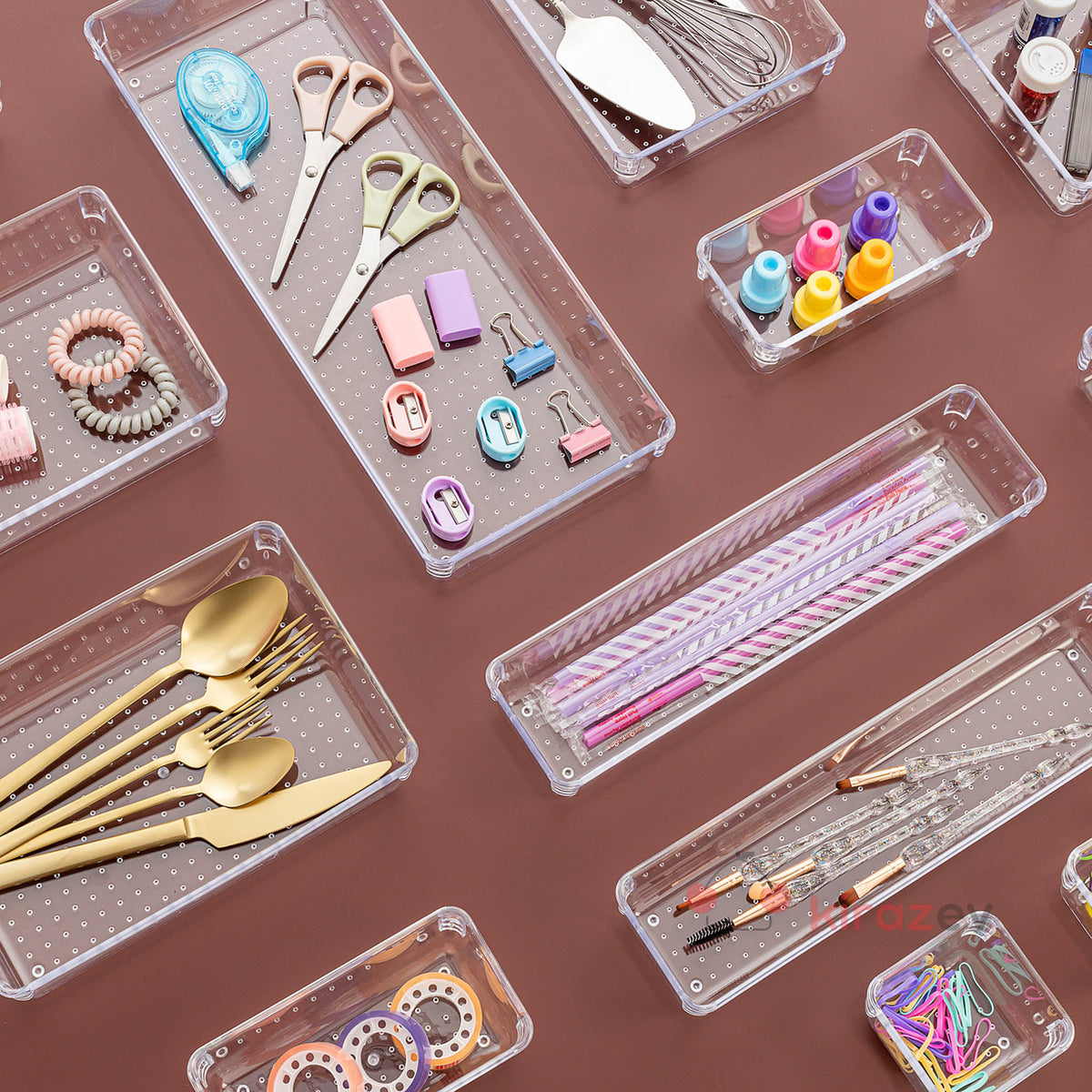 30×7,5×5,5 cm Şeffaf Punto Çekmece Organizeri