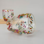 Çiçekli Çift Cidarlı Cam Bardak 350ml