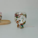 Çiçekli Çift Cidarlı Cam Bardak 350ml