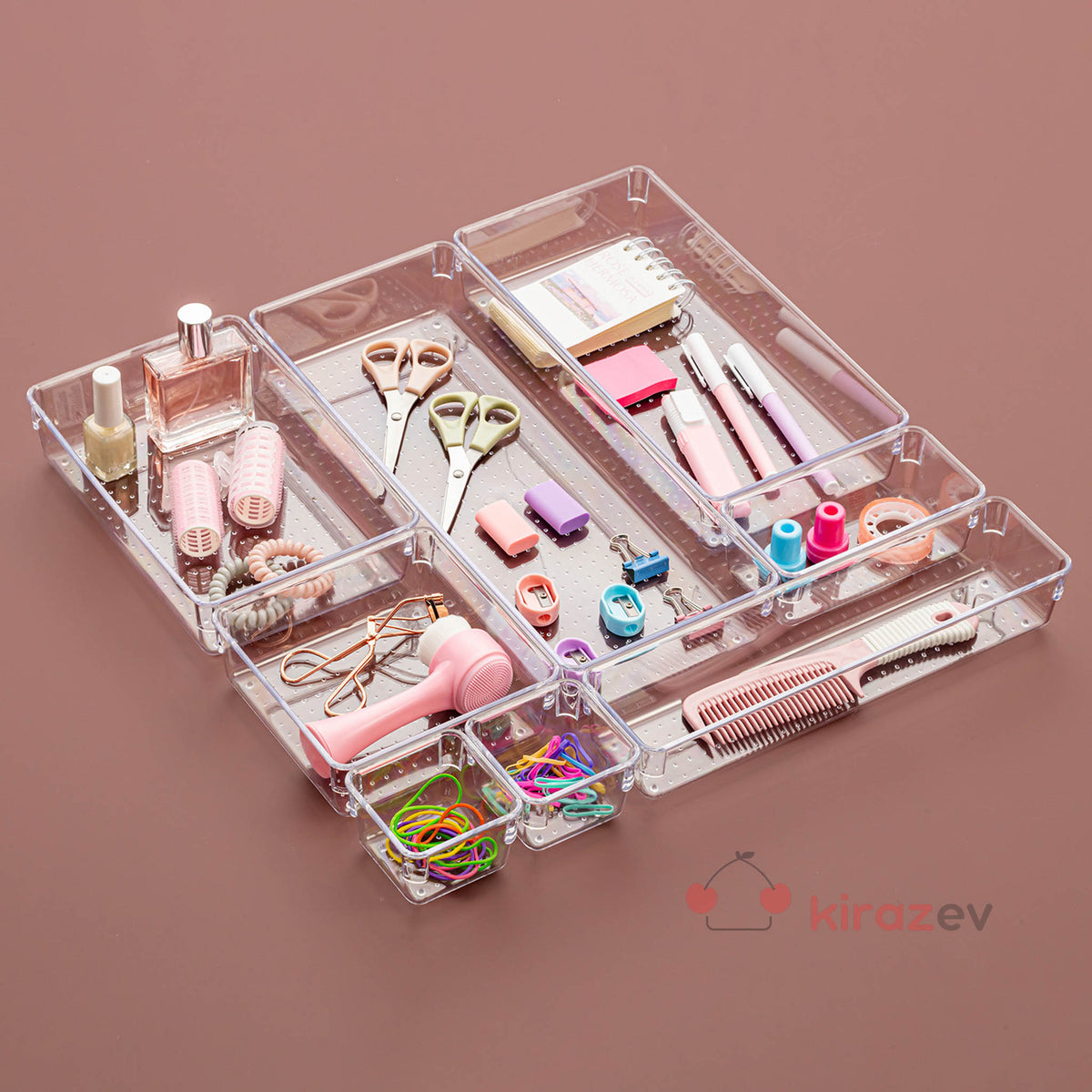 7,5×7,5×5,5 cm Şeffaf Punto Çekmece Organizer