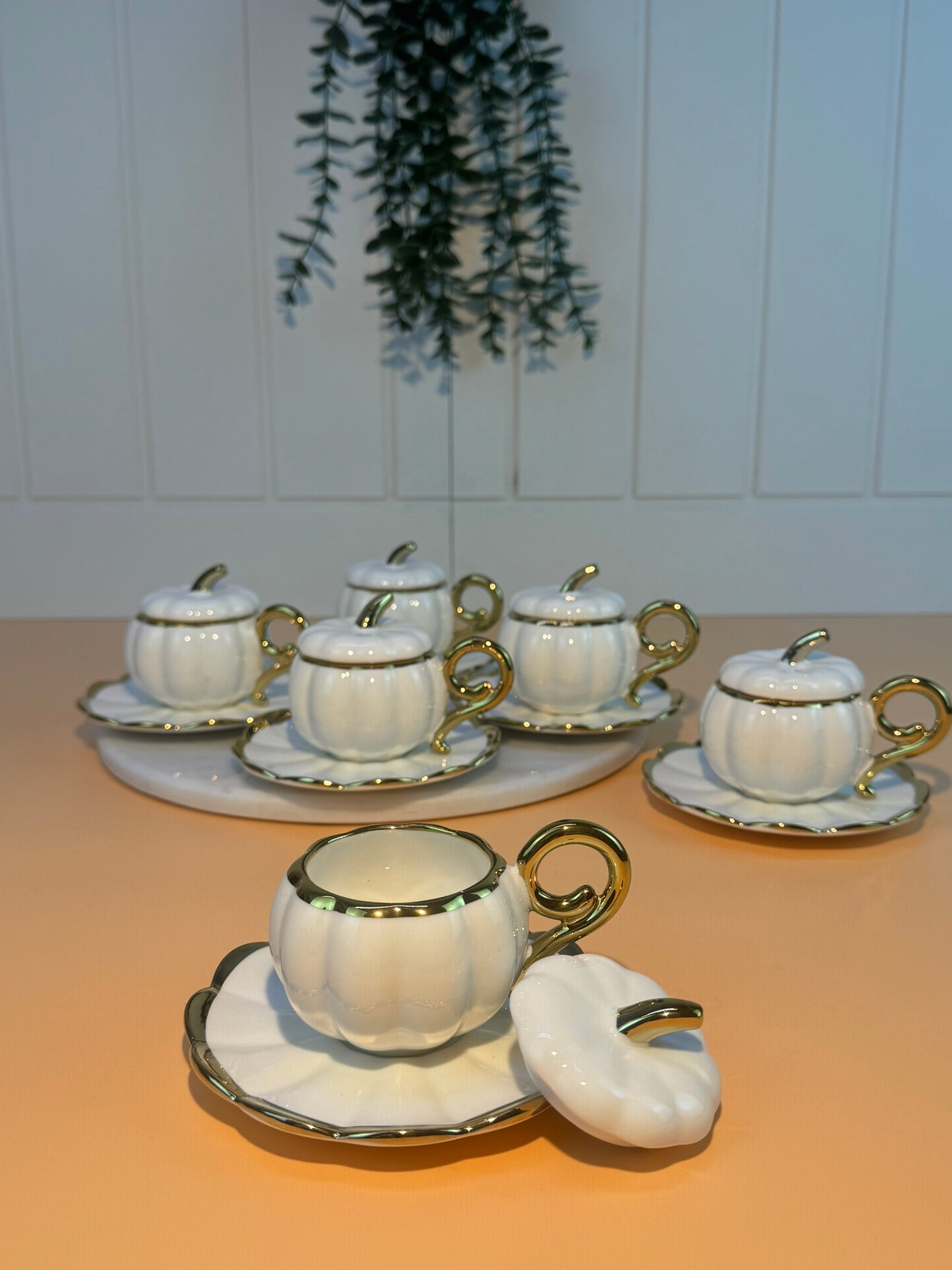 Porselen Beyaz Kabak Fincan Takımı