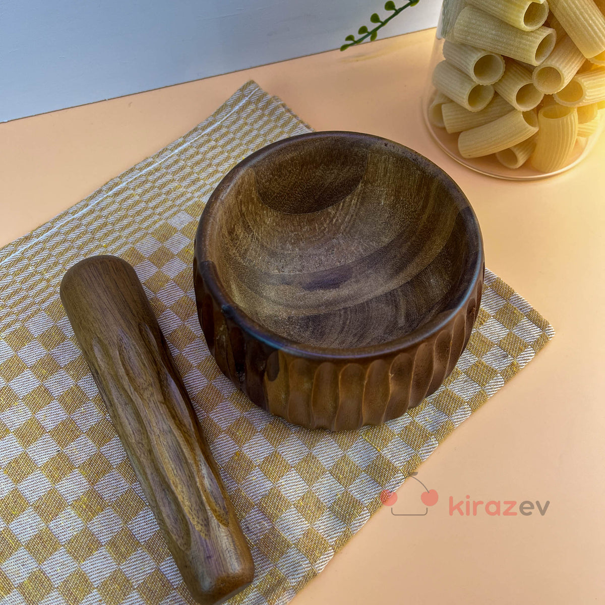 Ahşap Havan & Tokmak Seti - Kiraz Ev