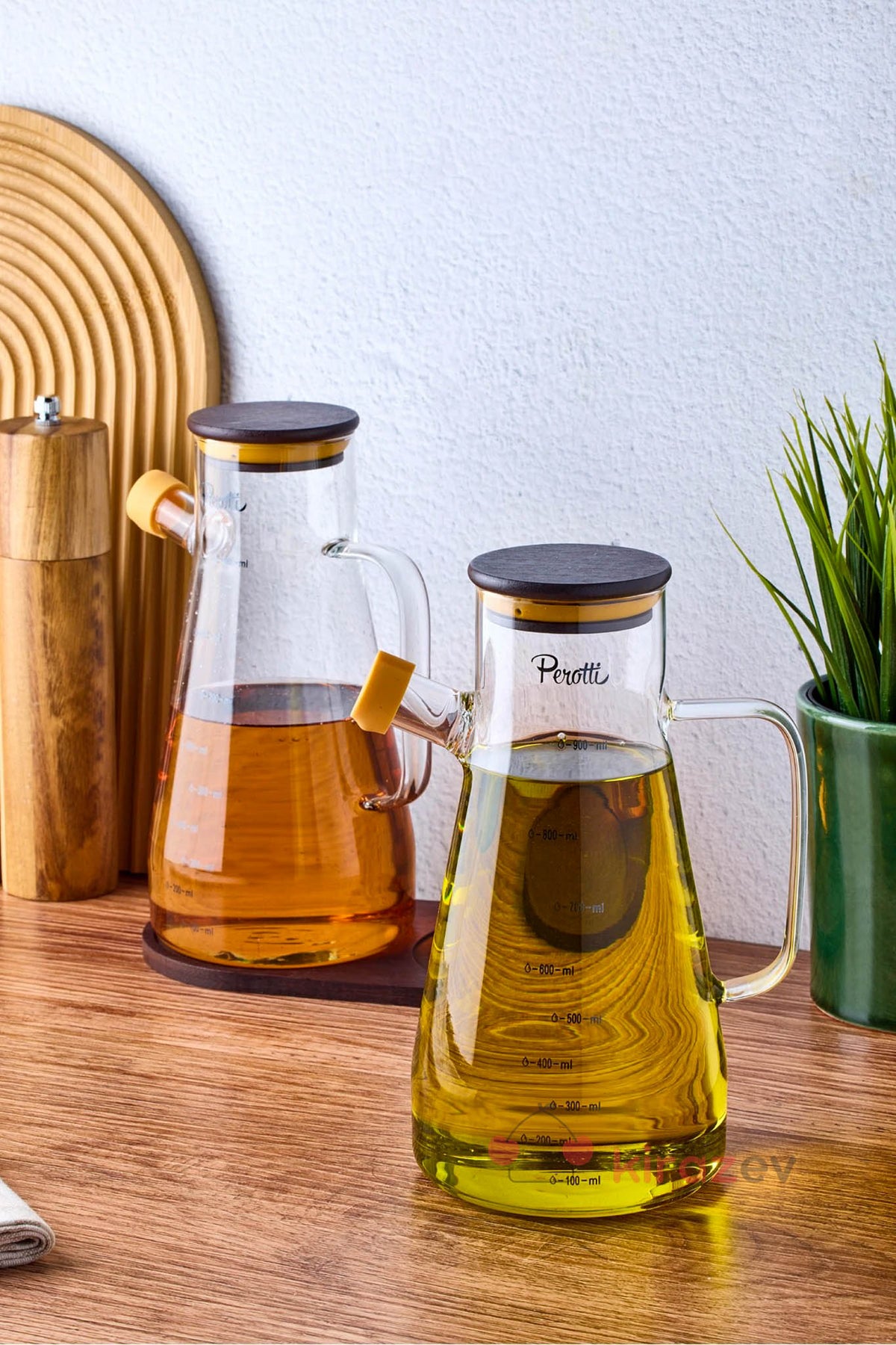 Akasya Kapaklı Standlı Cam Yağdanlık Seti 2’li – 900 ml