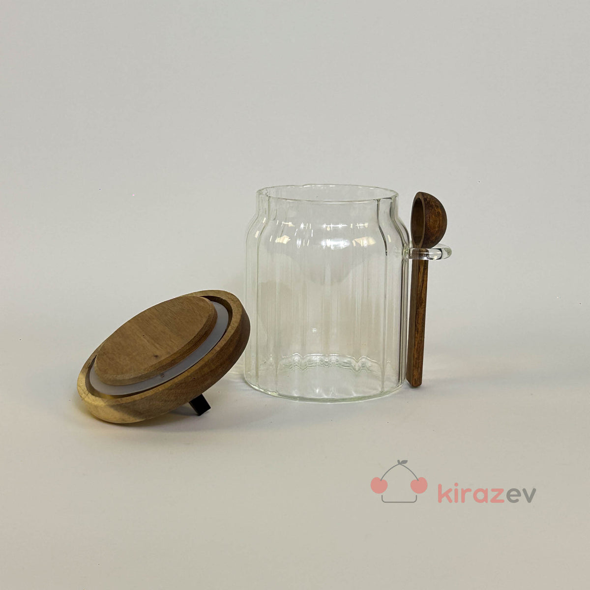 Akasya Kaşıklı Kapaklı Cam Kavanoz 400 ml