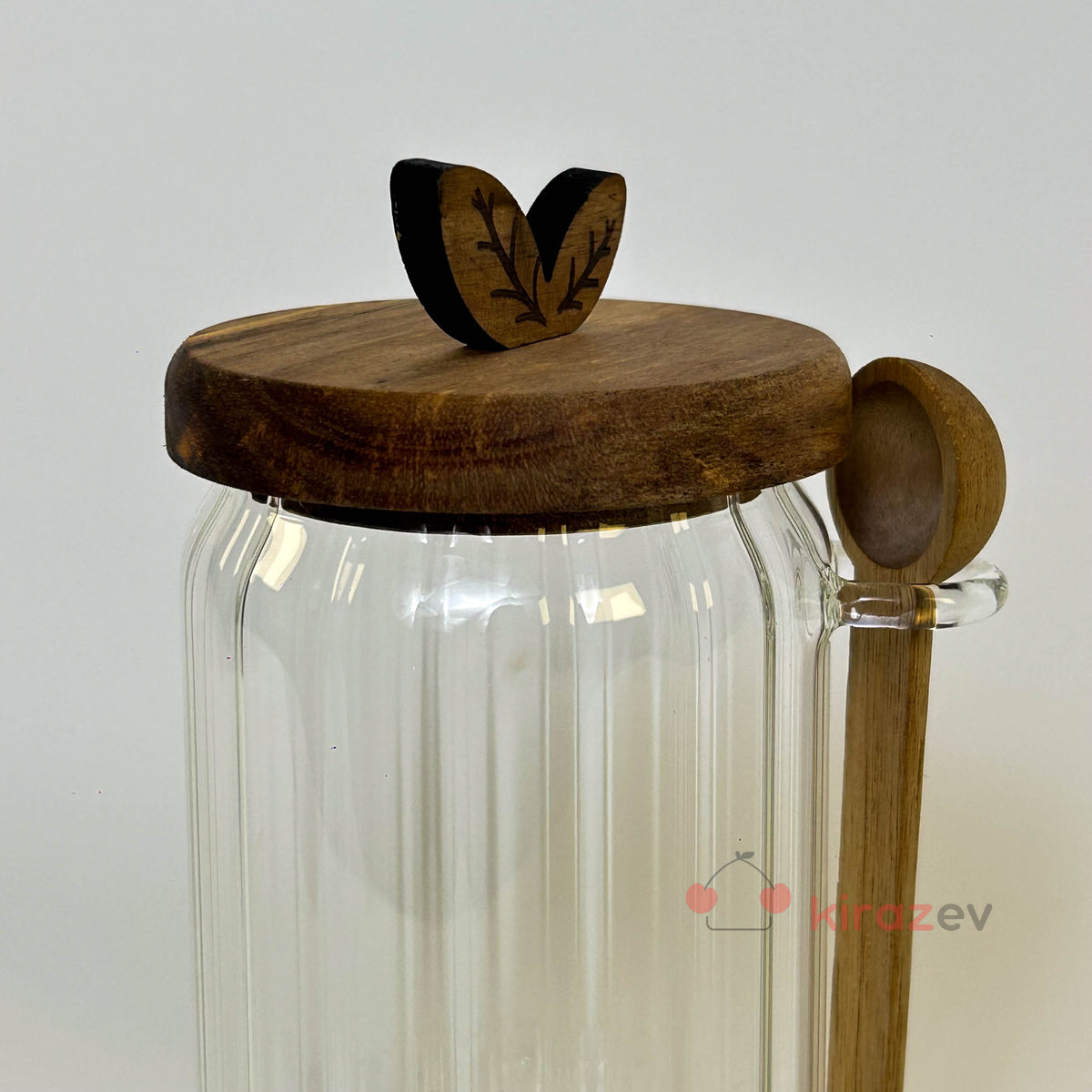 Akasya Kaşıklı Kapaklı Cam Kavanoz 650 ml