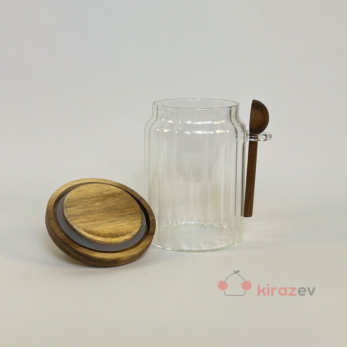 Akasya Kaşıklı Kapaklı Cam Kavanoz 650 ml