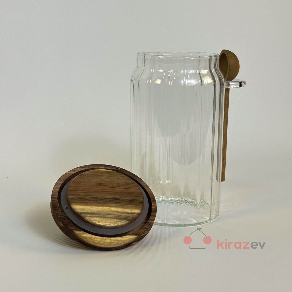 Akasya Kaşıklı Kapaklı Cam Kavanoz 900 ml