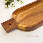 Akasya Kulplu Derin Sunumluk | Doğal Ahşap Servis Tabağı