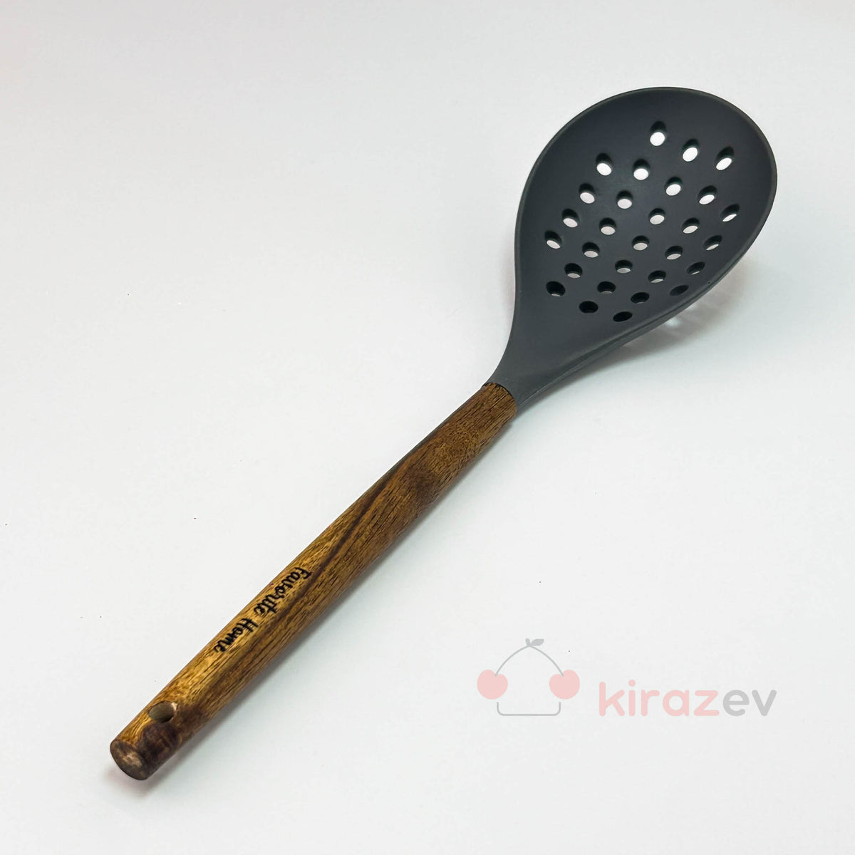 Akasya Saplı Gri Silikon Kevgir– Isıya Dayanıklı