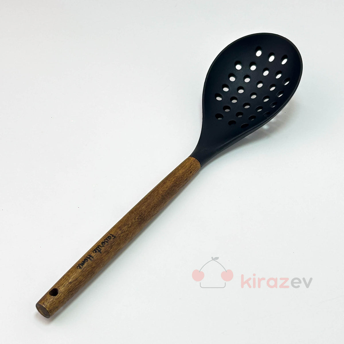 Akasya Saplı Siyah Silikon Kevgir– Isıya Dayanıklı