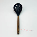 Akasya Saplı Siyah Silikon Kevgir– Isıya Dayanıklı