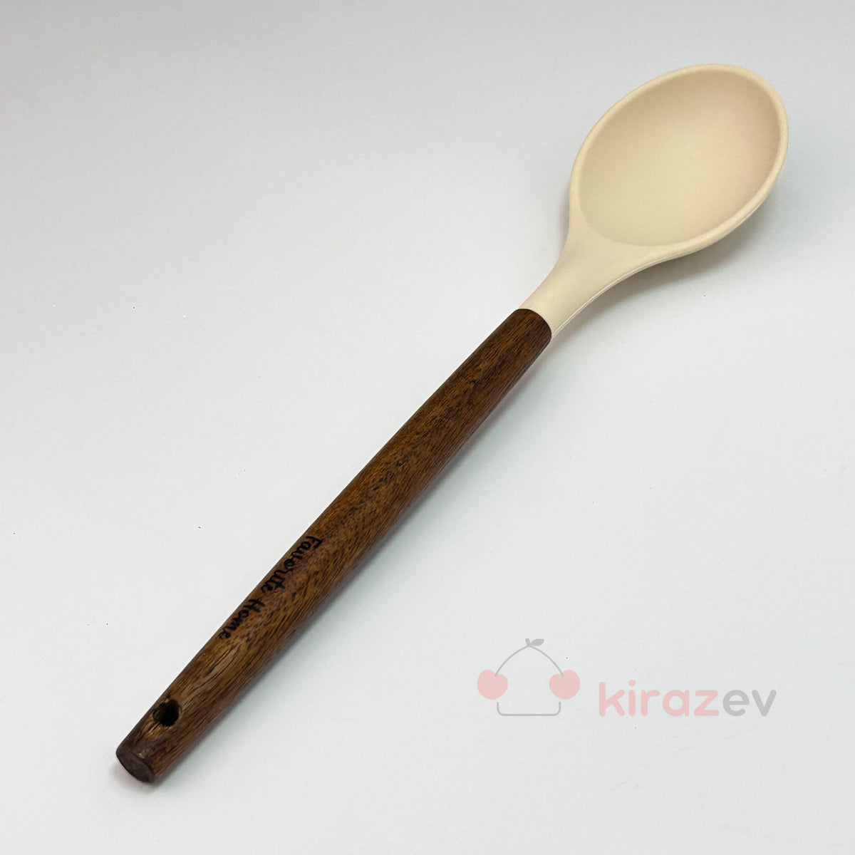 Akasya Saplı Silikon Servis Kaşığı - Krem