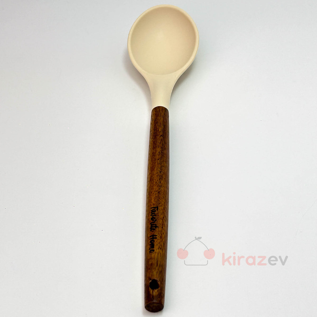 Akasya Saplı Silikon Servis Kaşığı - Krem