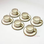 Altın Detaylı Çiçekli Porselen Kahve Fincanı 6’lı Set