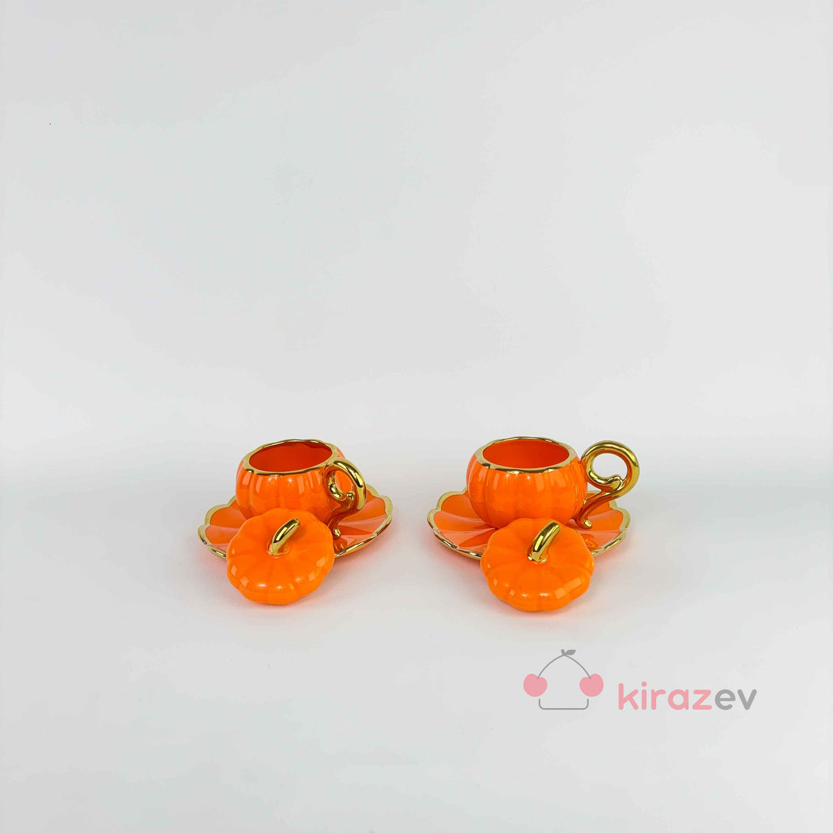 Kahve Fincanı Takımı - 2'li Balkabağı Tasarımlı