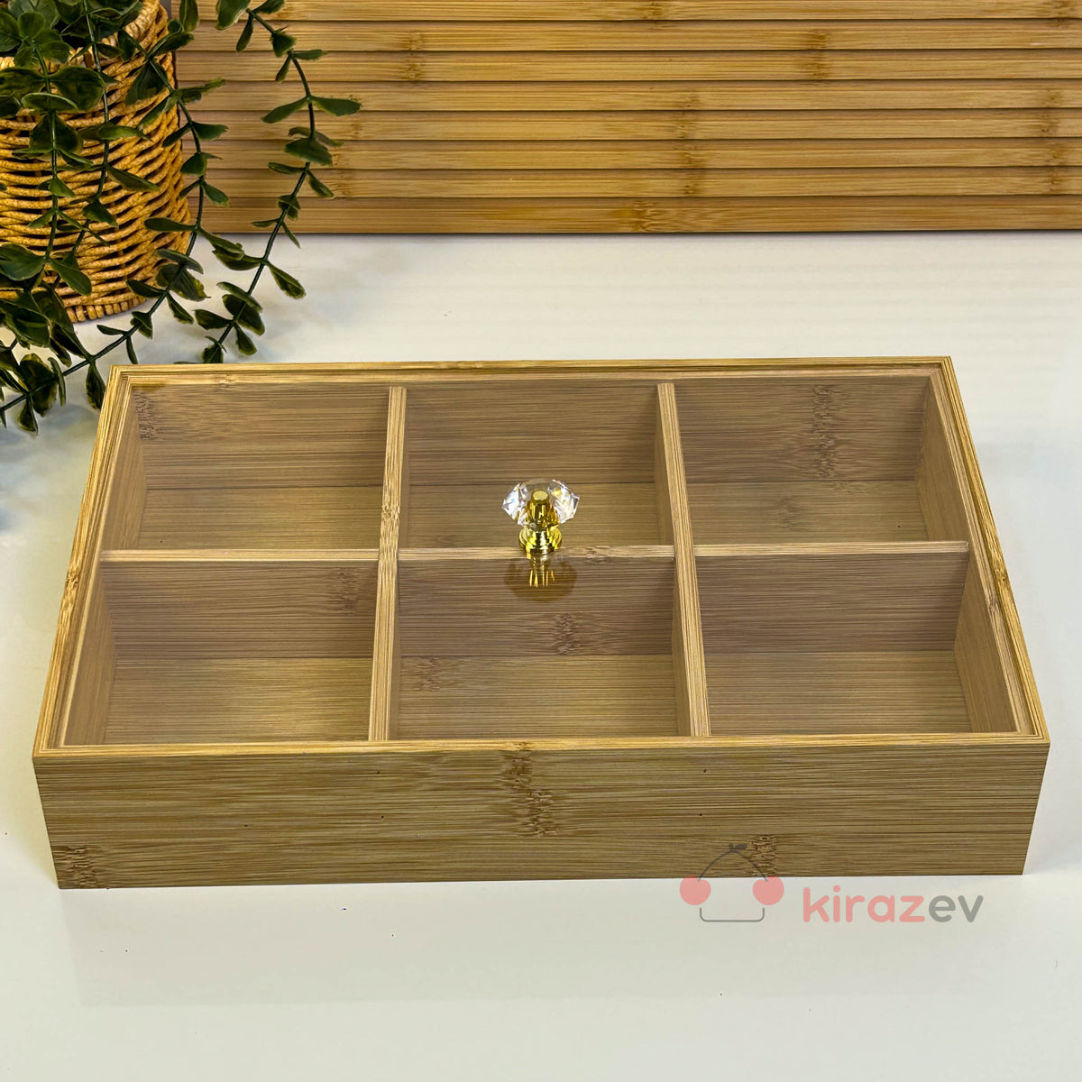 Bambu Kapaklı 6 Bölmeli Çerezlik