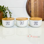 Bambu Kapaklı Baharatlık Seti 3'lü