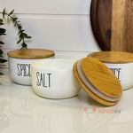 Bambu Kapaklı Baharatlık Seti 3'lü