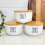 Bambu Kapaklı Baharatlık Seti 3'lü