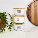 Bambu Kapaklı Baharatlık Seti 3'lü