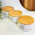 Bambu Kapaklı Baharatlık Seti 3'lü