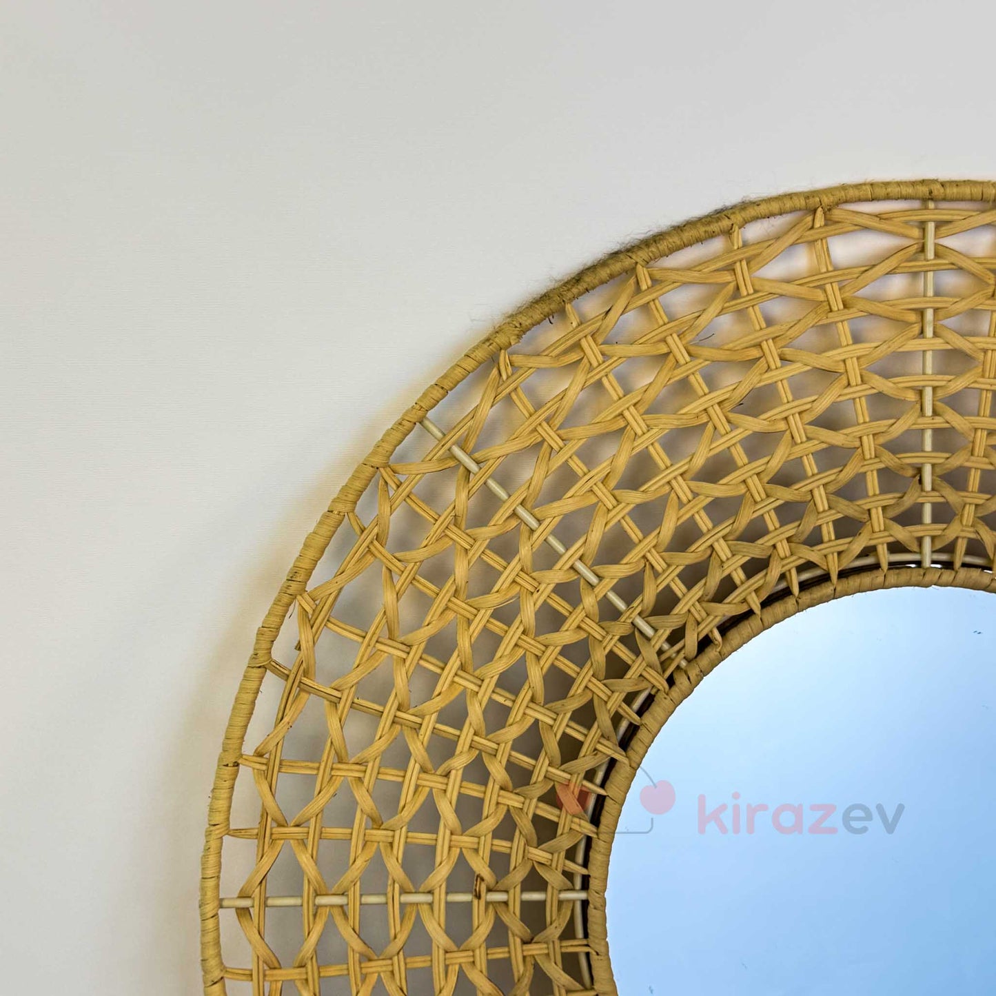 Bohem Örgü Rattan Ayna