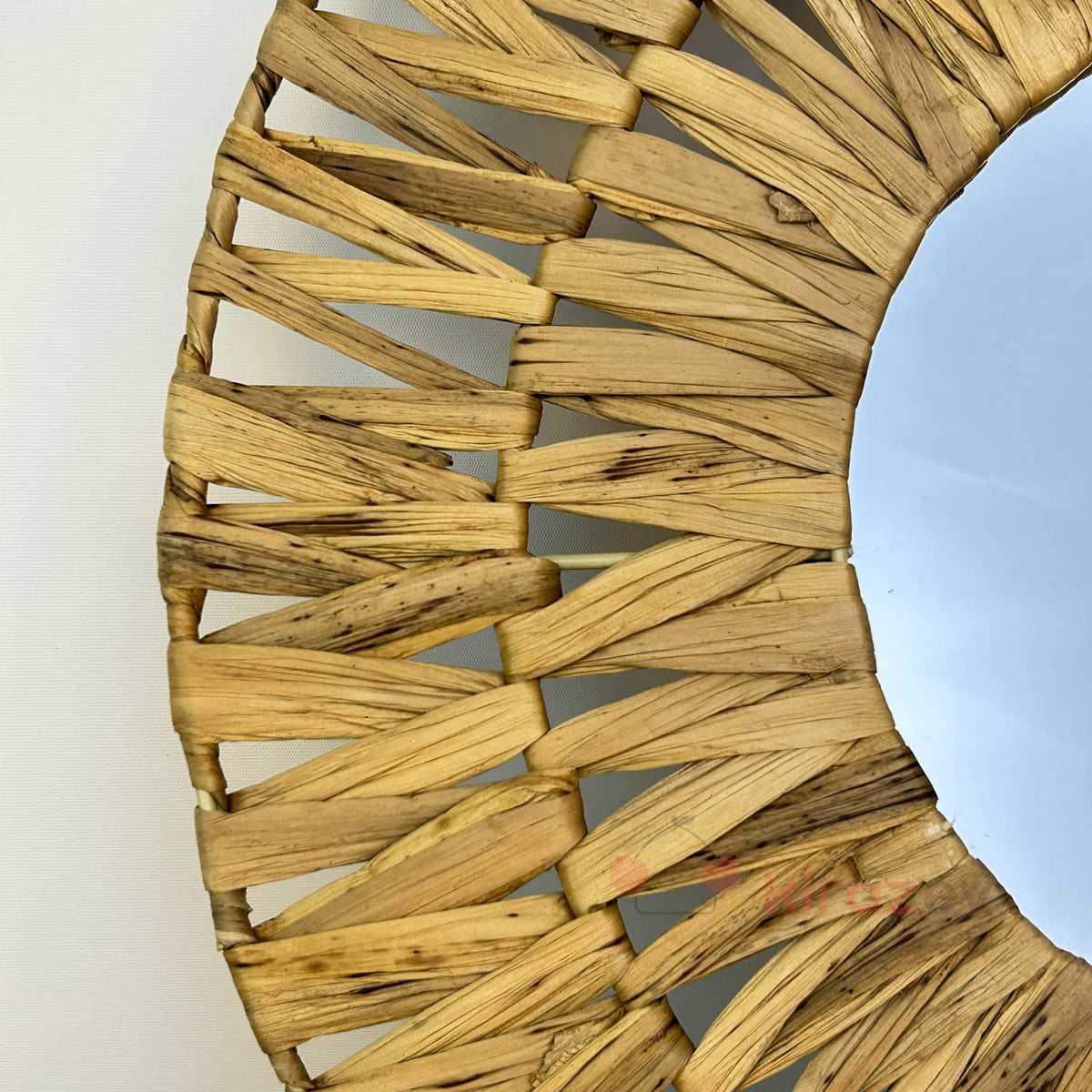 Bohem Hasır Detaylı Yuvarlak Duvar Aynası