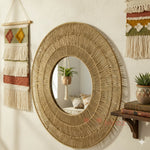 Bohem Jüt İpli Örgü Yuvarlak Duvar Aynası