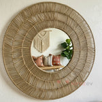 Bohem Jüt İpli Örgü Yuvarlak Duvar Aynası