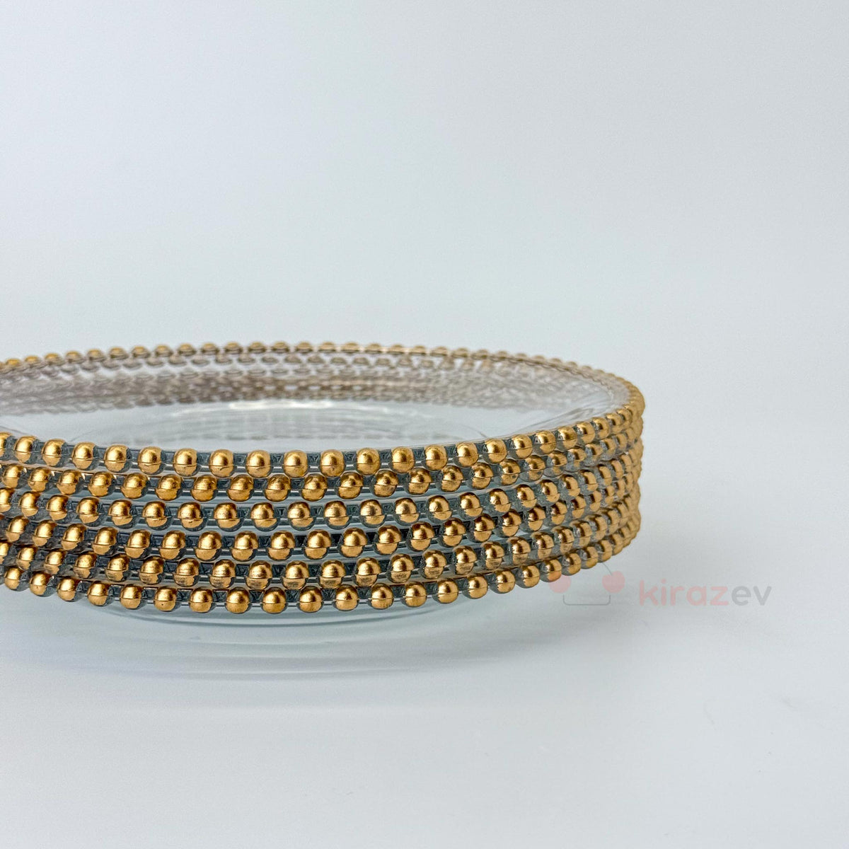 Boncuk Kenarlı Cam Pasta Tabağı 6'lı