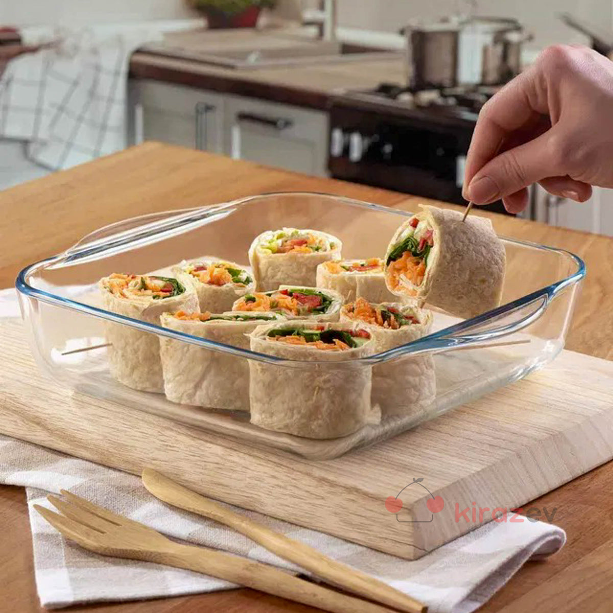 Paşabahçe Borcam Kare Tepsi 3200 cc – Fırın Kabı - Kiraz Ev