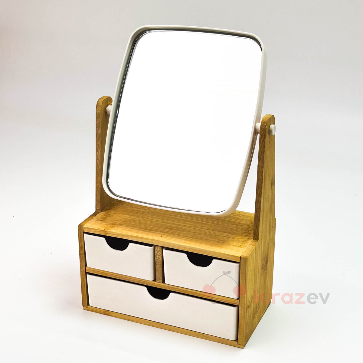 Bambu Çekmeceli Makyaj Aynası – Döner Başlıklı