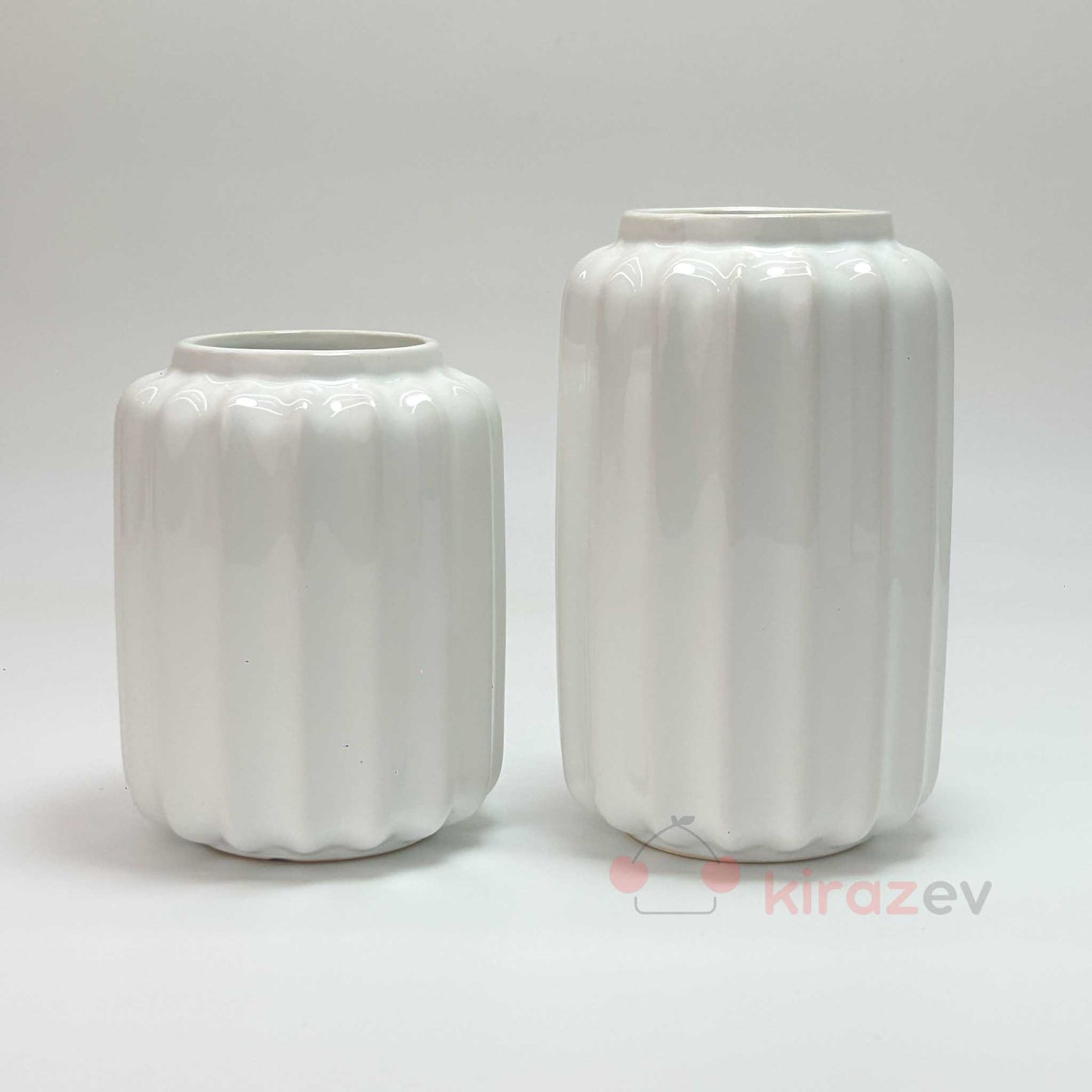 Çizgili Seramik Vazo Seti 2'li