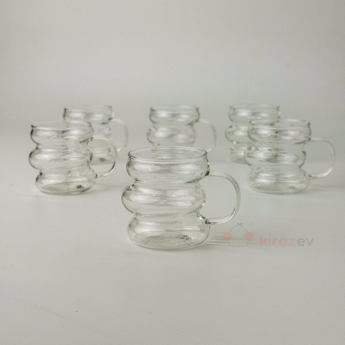 Dalgalı Cam Kulplu Kahve Fincanı 6'lı