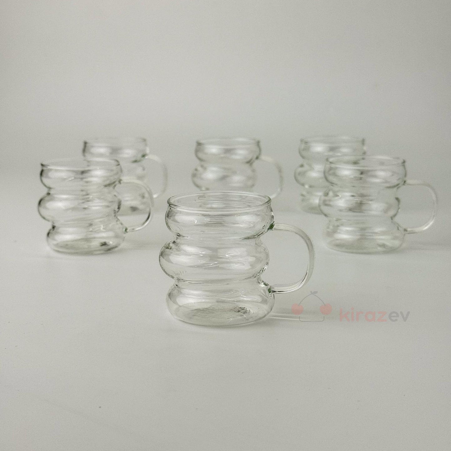 Dalgalı Cam Kulplu Kahve Fincanı 6'lı