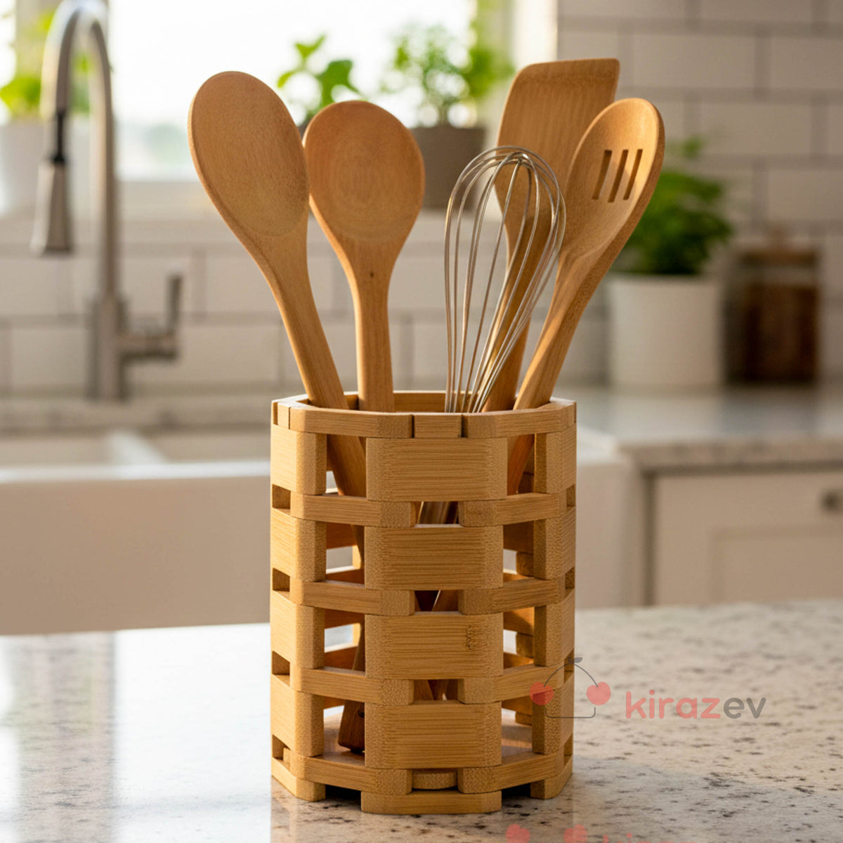 Doğal Bambu Kaşıklık 13x10 cm