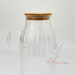 Flora Çizgili Cam Yağdanlık 1000 ml – Bambu Kapaklı