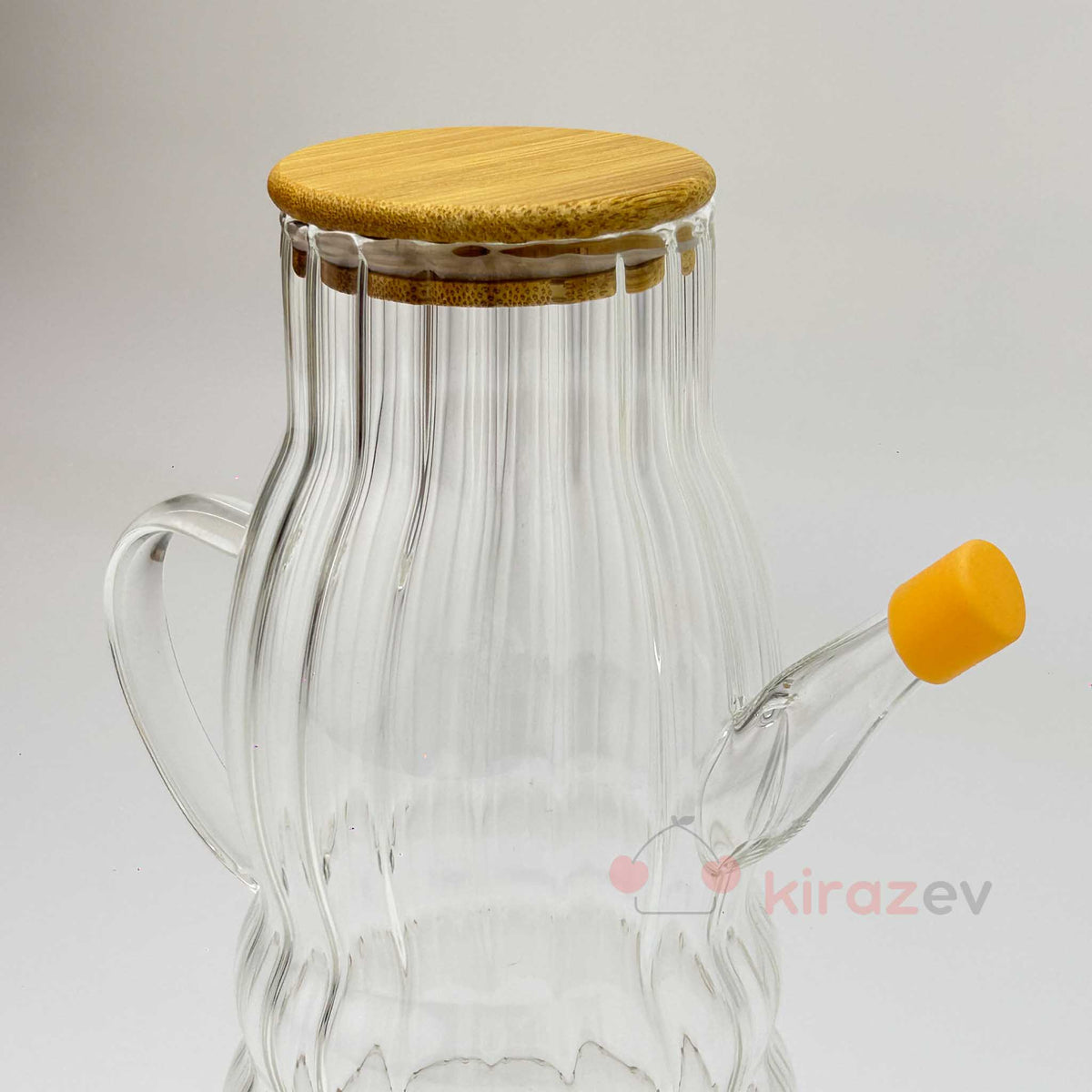 Flora Deco Orange Cam Yağdanlık 900 ml – Bambu Kapaklı