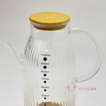 Flora Measure Çizgili Cam Yağdanlık 1000 ml – Bambu Kapaklı