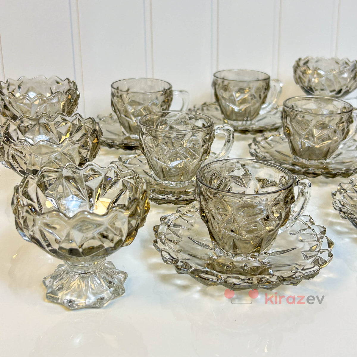 Füme Kristal Cam Çay & Kahve Sunum Seti – 6 Kişilik