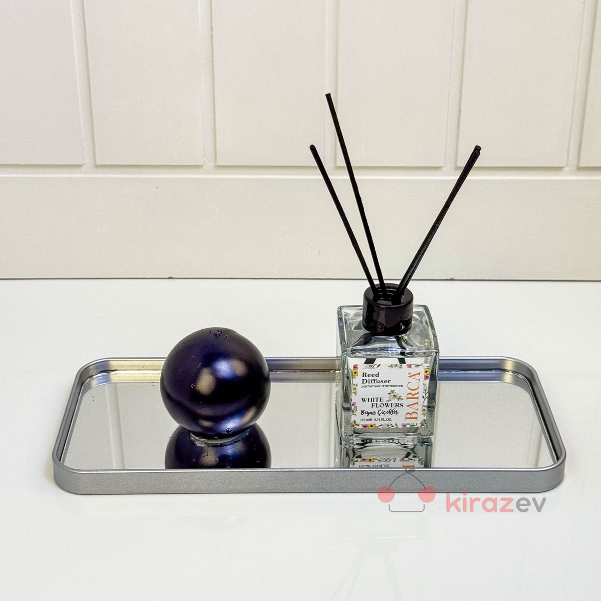 Gri Dikdörtgen Aynalı Sunum Tepsisi | Dekoratif Tepsi