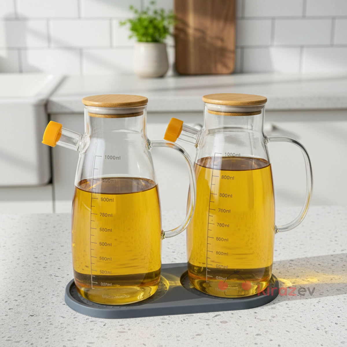 Gri Oval Silikon Yağdanlık Altı Kaymaz