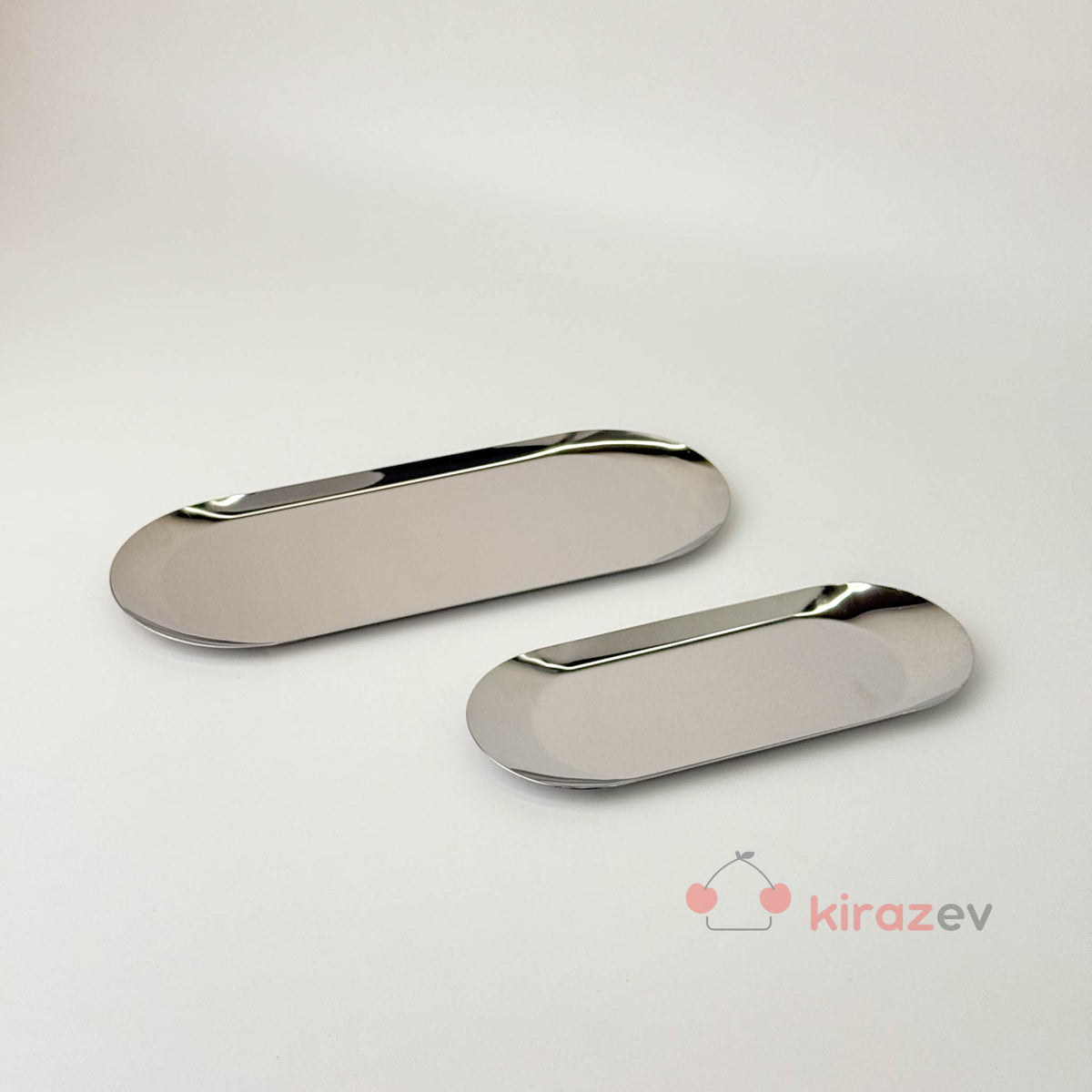 Gümüş Metal Kayık Tabak 2'li - Kiraz Ev