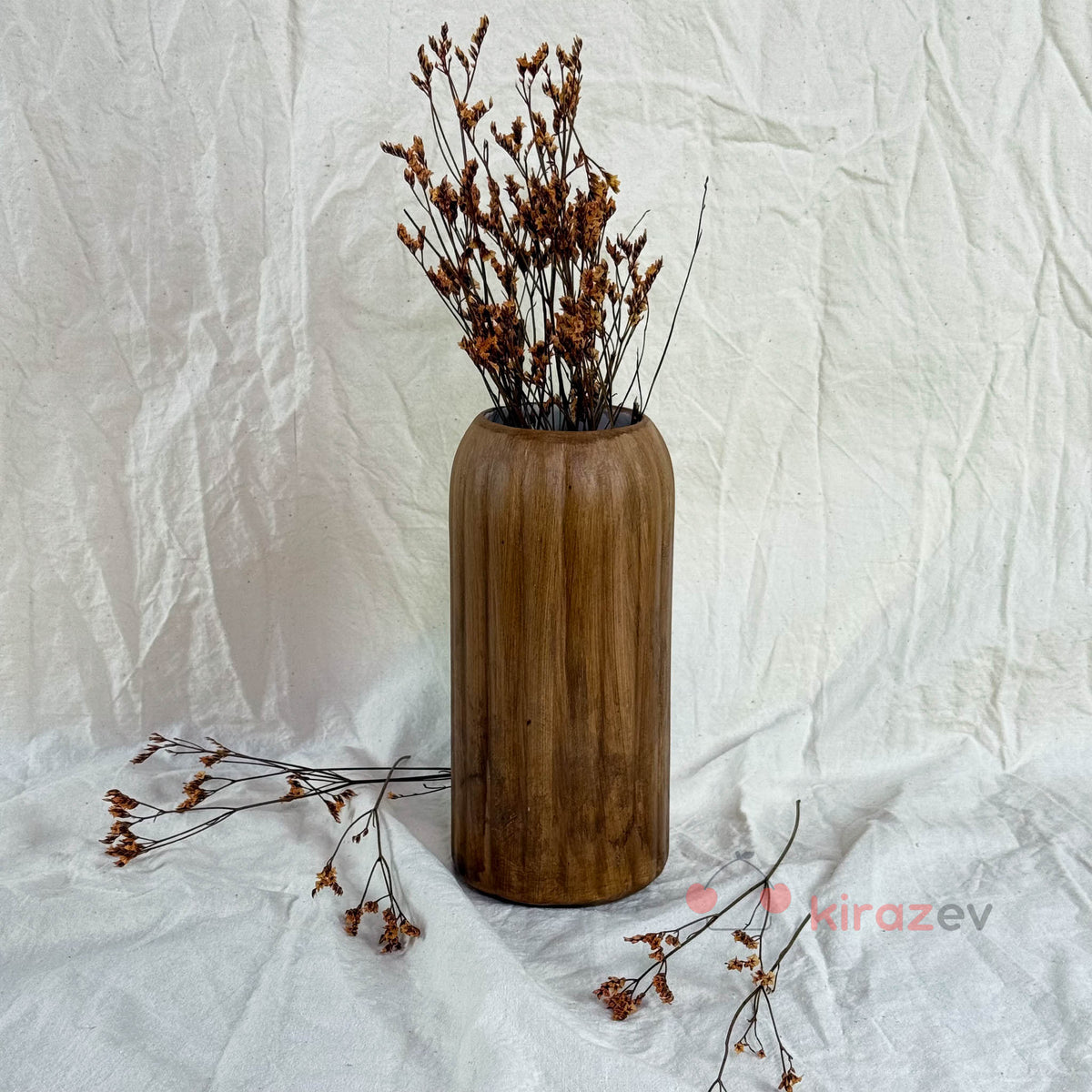 Kahve Çizgili Seramik Vazo