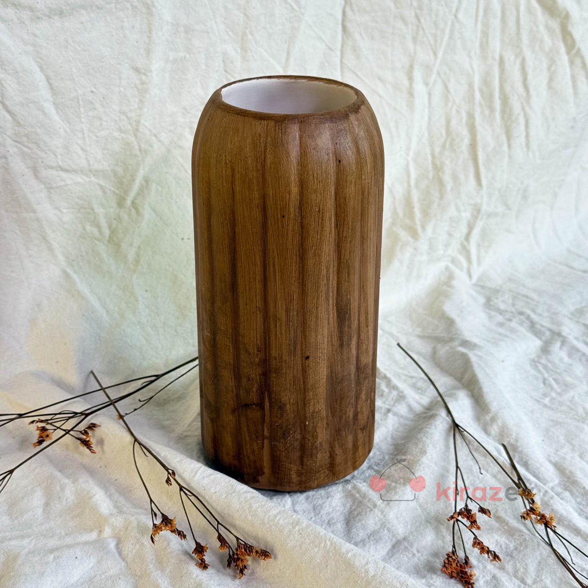 Kahve Çizgili Seramik Vazo