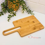 Kulplu Bambu Kesim Panosu & Sunum Tahtası – 33×18 cm
